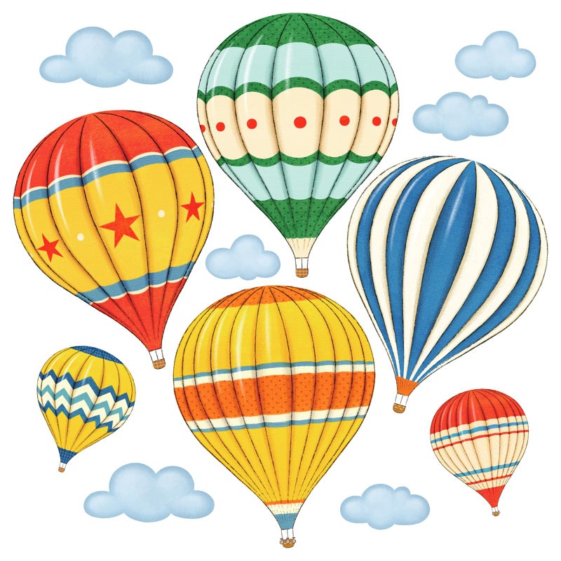 DECOWALL DS-8011 Colourful Hot Air Balloons Kids Wall Stickers Wall Decals Peel and Stick Removable Wall Stickers for Kids Nursery Bedroom Living Room (Small) d?cor - Image 1